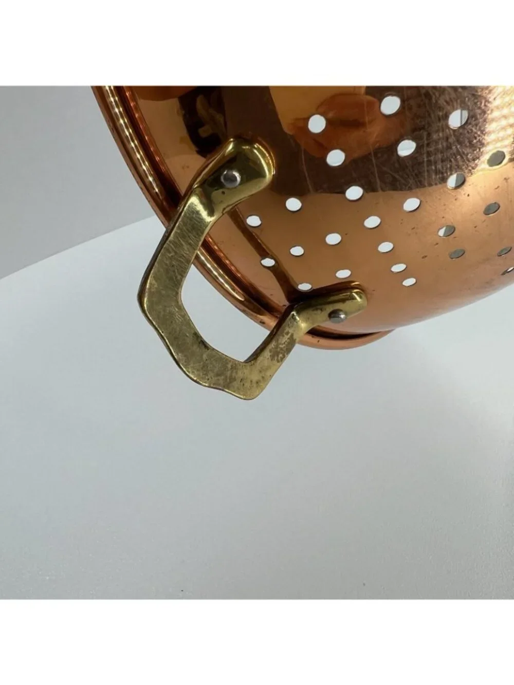 Vintage Copper Colander Pedestal Strainer Made in Korea 9